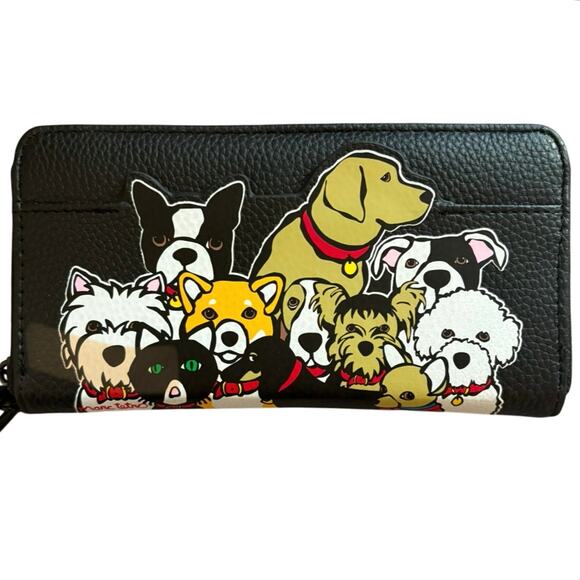 New Marc Tetro Dog Black Zip Clutch Wallet - Picture 2 of 5